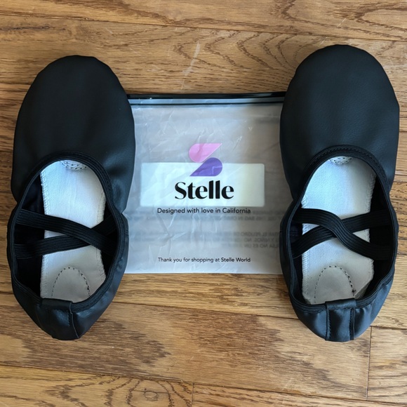 Stelle Split Sole Ballet Shoes. Black. PU Upper, Suede Sole, Pull-On, Size 5 NEW - Picture 4 of 9